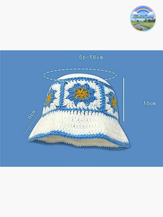 Handmade Crochet Bucket Hat Knitted Floppy Fishing Hat Floral Striped Outdoor main image 6